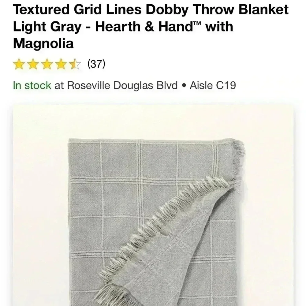 NWOT Textured Grid Lines Dobby Throw Blanket Light Gray -‎ Hearth & Hand …